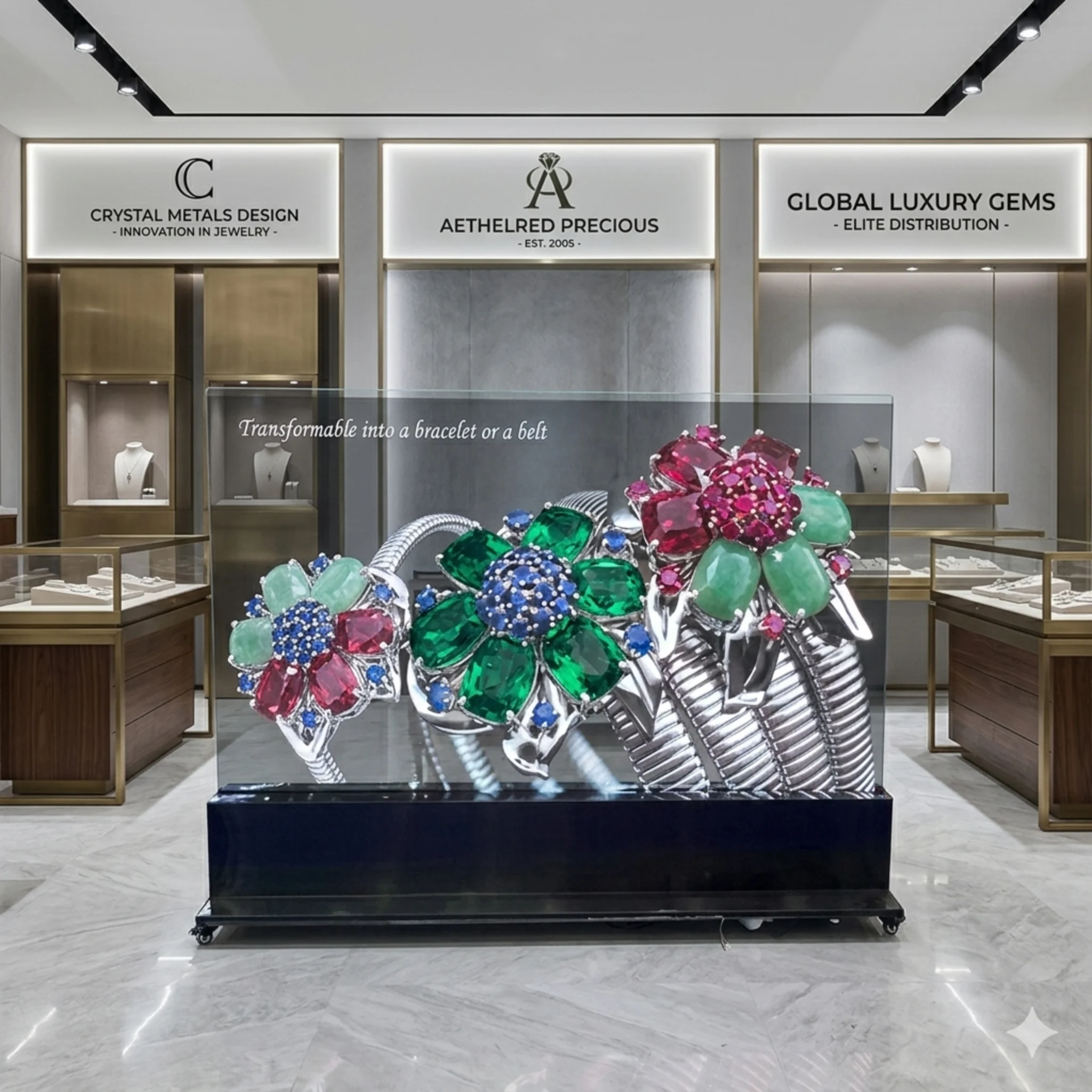 Holographic LED 3kg per m2 ultra-light Dubai glass installation